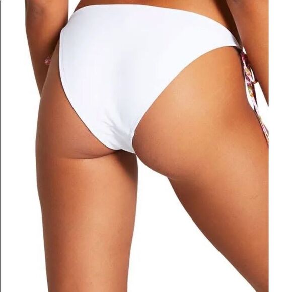 NEW RIVER ISLAND white bikini bottoms! Pink embroidery Side tie - Picture 4 of 6